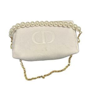 Dior white velvet makeup bag
